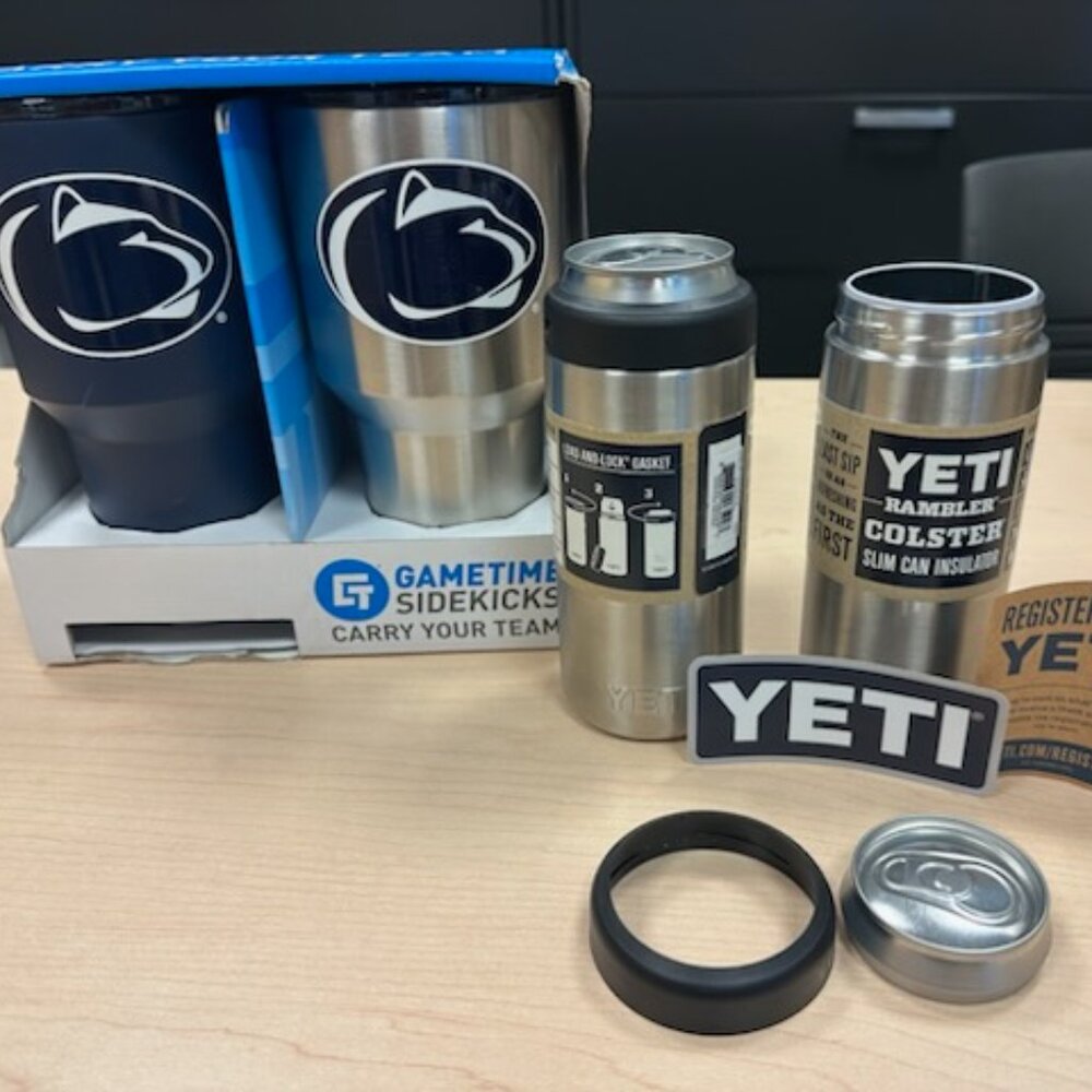 Stainless Steel PSU 24oz and 2 Yeti Slim Can Insulator